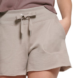 Calvin Klein Shorts Feminino Cintura Alta Canelada Bege Tamanho Médio