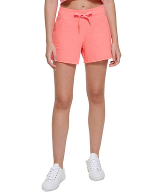 Calvin Klein Shorts Feminino Cintura Alta Canelada Laranja