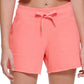 Calvin Klein Shorts Feminino Cintura Alta Canelada Laranja