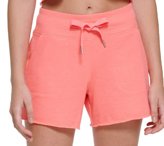 Calvin Klein Shorts Feminino Cintura Alta Canelada Laranja