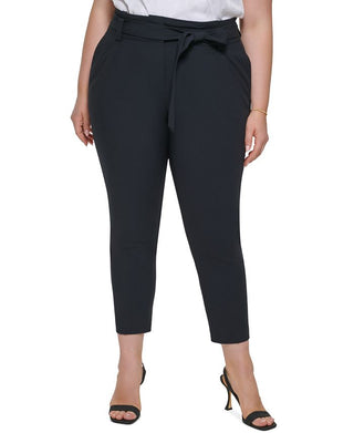 Calvin Klein Women's Tie Belt Straight Leg Pants Blue Size 14W