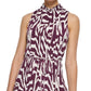 Vestido longo sem mangas estampado Calvin Klein feminino, roxo, tamanho pequeno