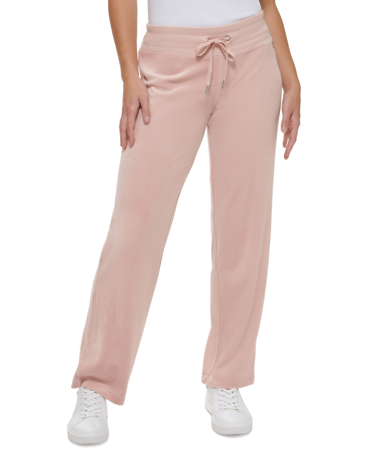 Calça Calvin Klein Feminina de Veludo com Perna Larga Rosa Tamanho X-G