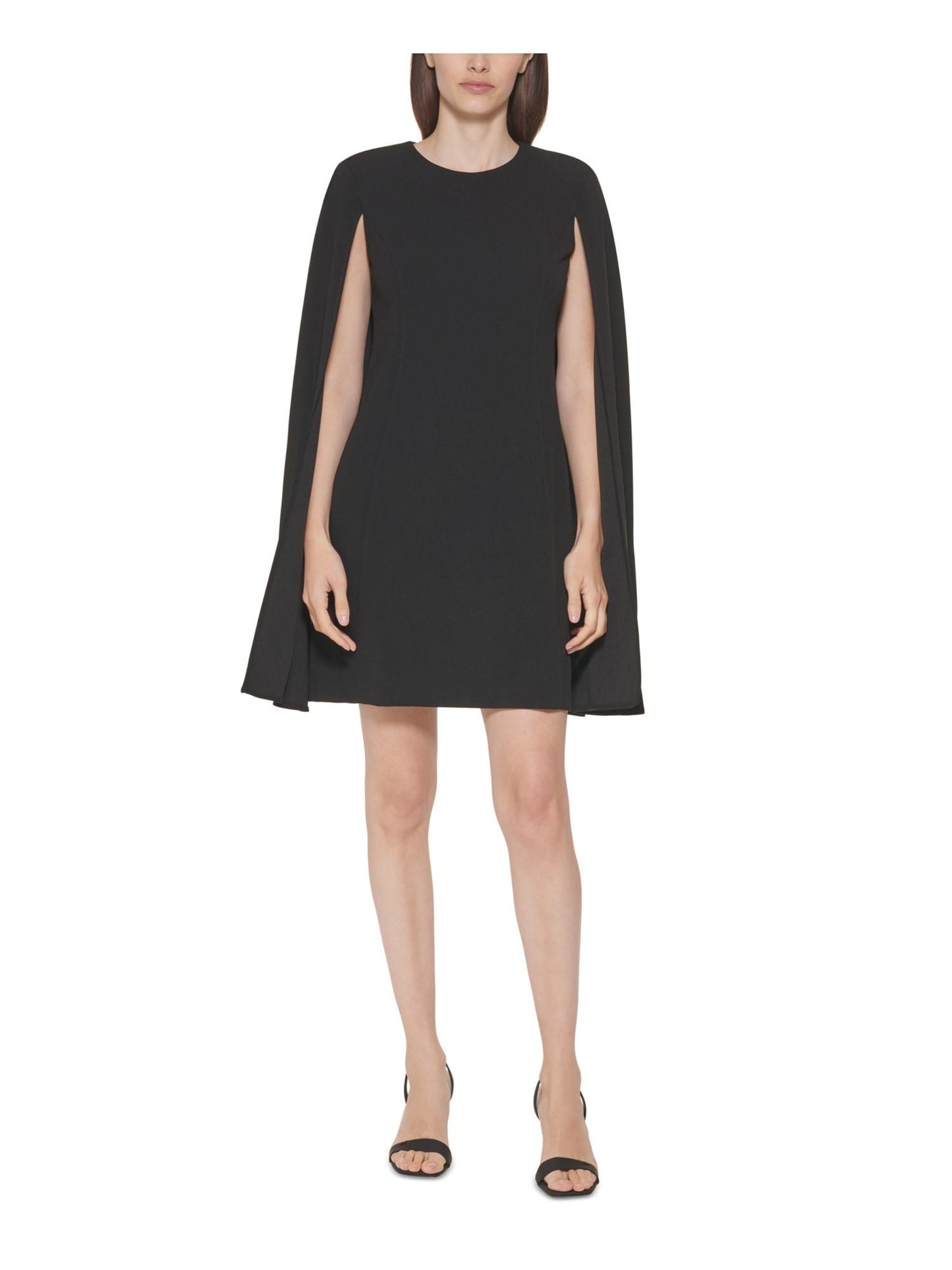 Vestido tubinho Calvin Klein feminino com mangas longas, preto, tamanho 10