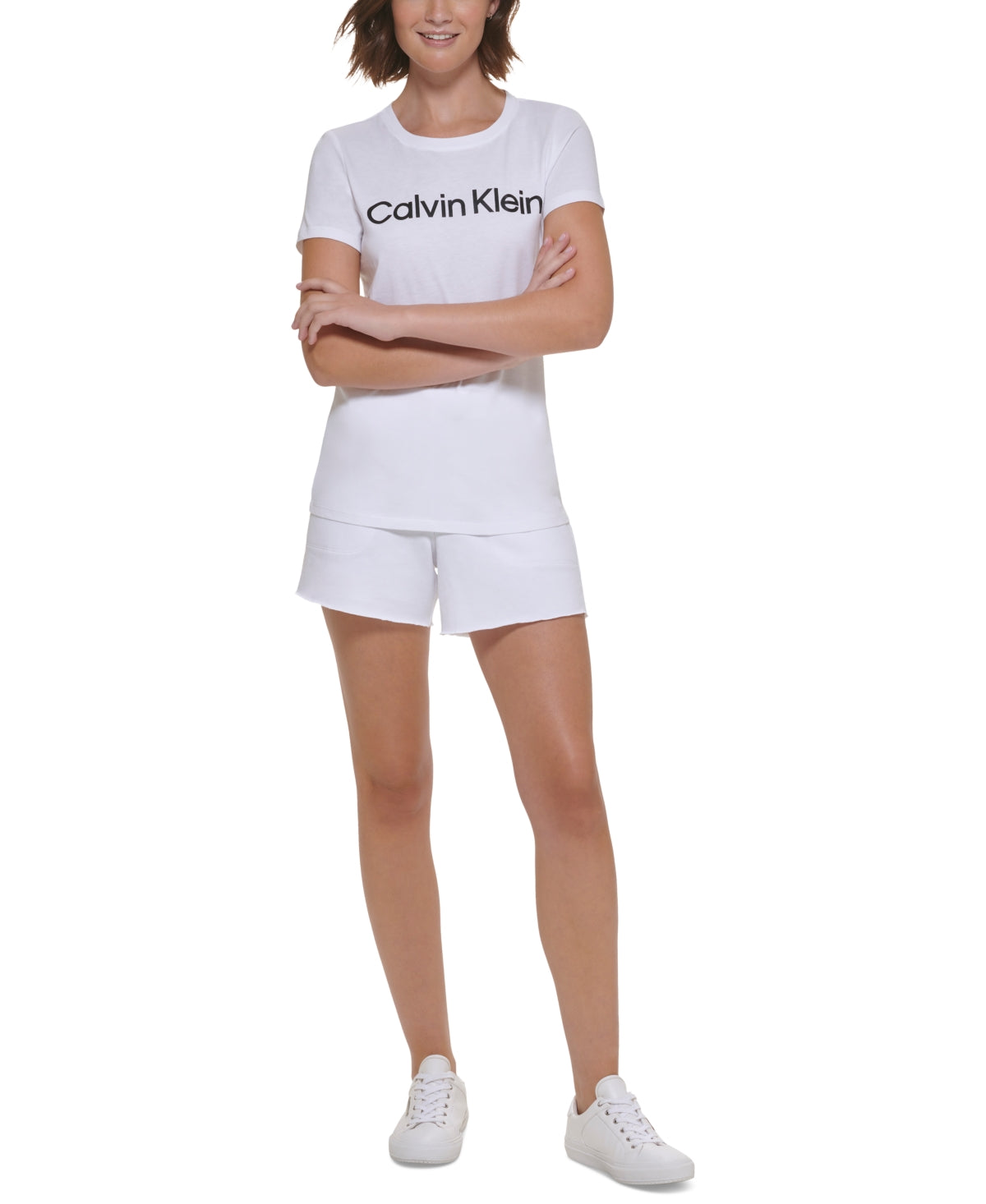 Camiseta Calvin Klein Feminina com Logo Branca Tamanho Grande