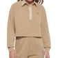 Calvin Klein Polo de algodão feminino, marrom, tamanho extragrande