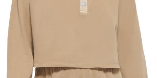 Calvin Klein Polo de algodão feminino, marrom, tamanho extragrande