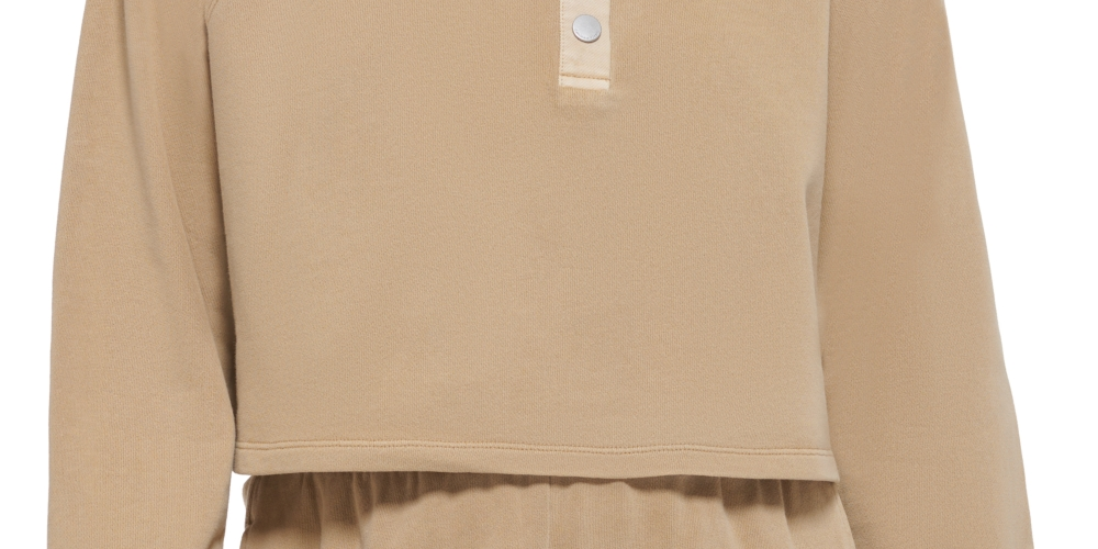 Calvin Klein Polo Moletom Feminino de Algodão Marrom Tamanho P