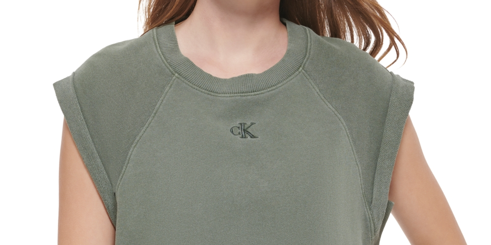 Calvin Klein Jeans Moletom Feminino de Algodão Sem Mangas Verde Tamanho Médio