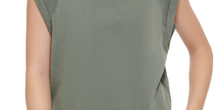 Calvin Klein Jeans Women's Sleeveless Cotton Sweatshirt Green Size Small