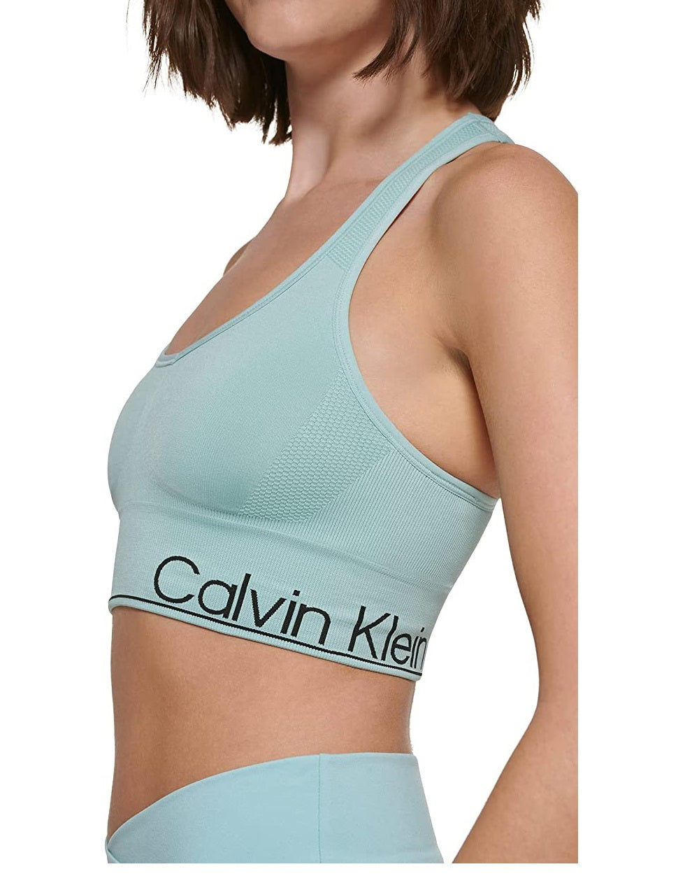 Sutiã esportivo feminino Calvin Klein Performance com costas nadador de impacto médio, azul, tamanho M