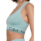 Sutiã esportivo feminino Calvin Klein Performance com costas nadador de impacto médio, azul, tamanho grande