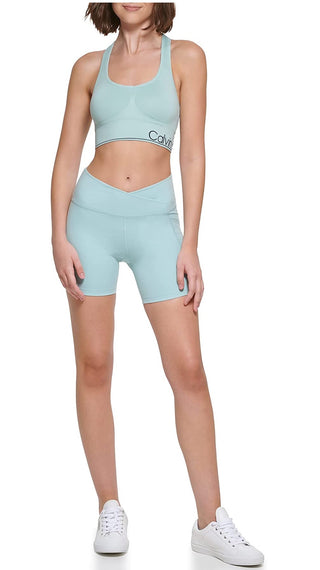 Calvin Klein Performance Women's Medium Impact Racerback Sports Bra Blue Size Large