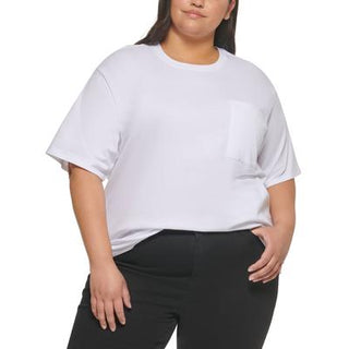 Calvin Klein Women's Tribeca Cotton Boyfriend Jeans T-Shirt White Size 1X