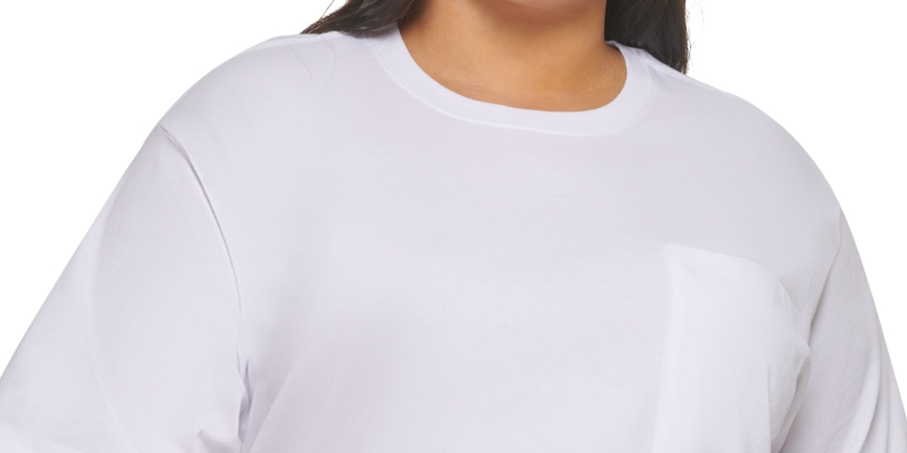 Camiseta jeans feminina Calvin Klein Tribeca Cotton Boyfriend, branca, tamanho 1X