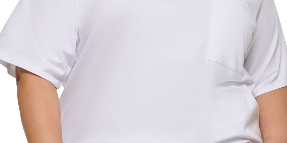 Camiseta jeans feminina Calvin Klein Tribeca Cotton Boyfriend, branca, tamanho 1X