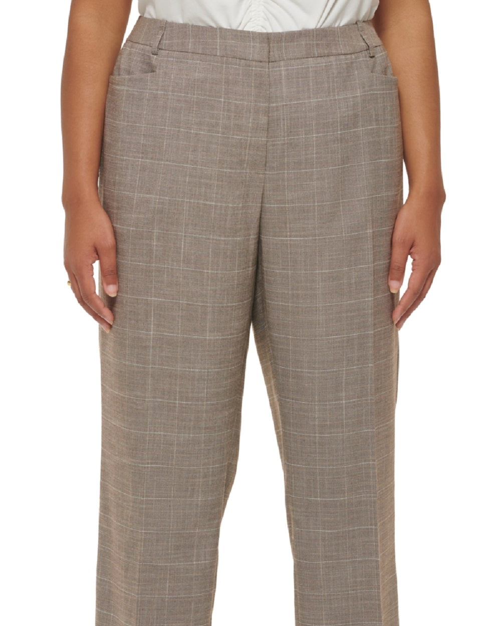 Calça Calvin Klein Feminina Cintura Média Modern Fit Marrom Tamanho 18W