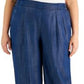 Calça jeans feminina Calvin Klein cropped perna larga azul tamanho 2X