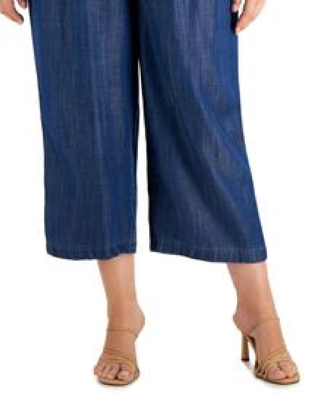 Calça jeans feminina Calvin Klein cropped perna larga azul tamanho 2X
