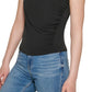 Blusa feminina Calvin Klein sem mangas franzida preta tamanho extragrande