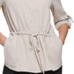 Camisa Calvin Klein Feminina com Botões e Cintura Amarrada, Marrom, Tamanho Grande