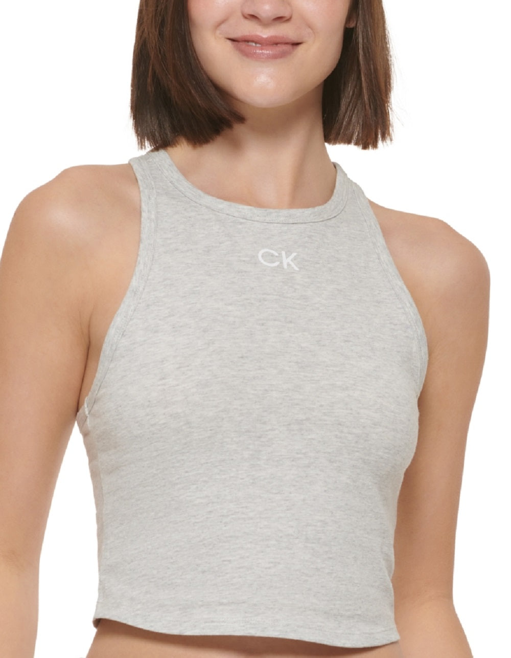 Calvin Klein Crop Top Feminino Racerback Cinza Tamanho Grande