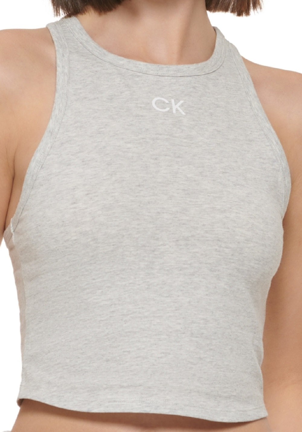 Calvin Klein Crop Top Feminino Racerback Cinza Tamanho Grande