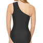 Calvin Klein Maiô Feminino Starburst Um Ombro Preto Tamanho 8