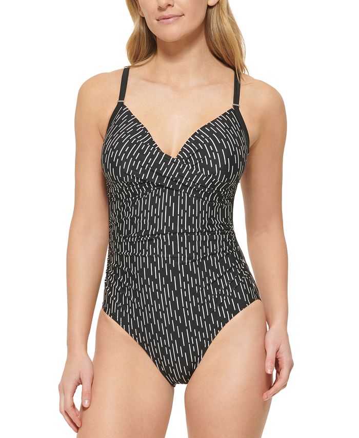 Calvin Klein Maiô Feminino com Controle de Barriga e Frente Torcida Preto Tamanho 4