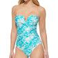 Calvin Klein Maiô Feminino Estampado V-Notch Bandeau Azul Tamanho 12
