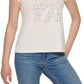 Camiseta Calvin Klein Feminina com Logotipo Metálico, Branca, Tamanho X-S