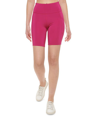 Calvin Klein Women's High Waist Side Pocket Bike Shorts Pink Size Large
