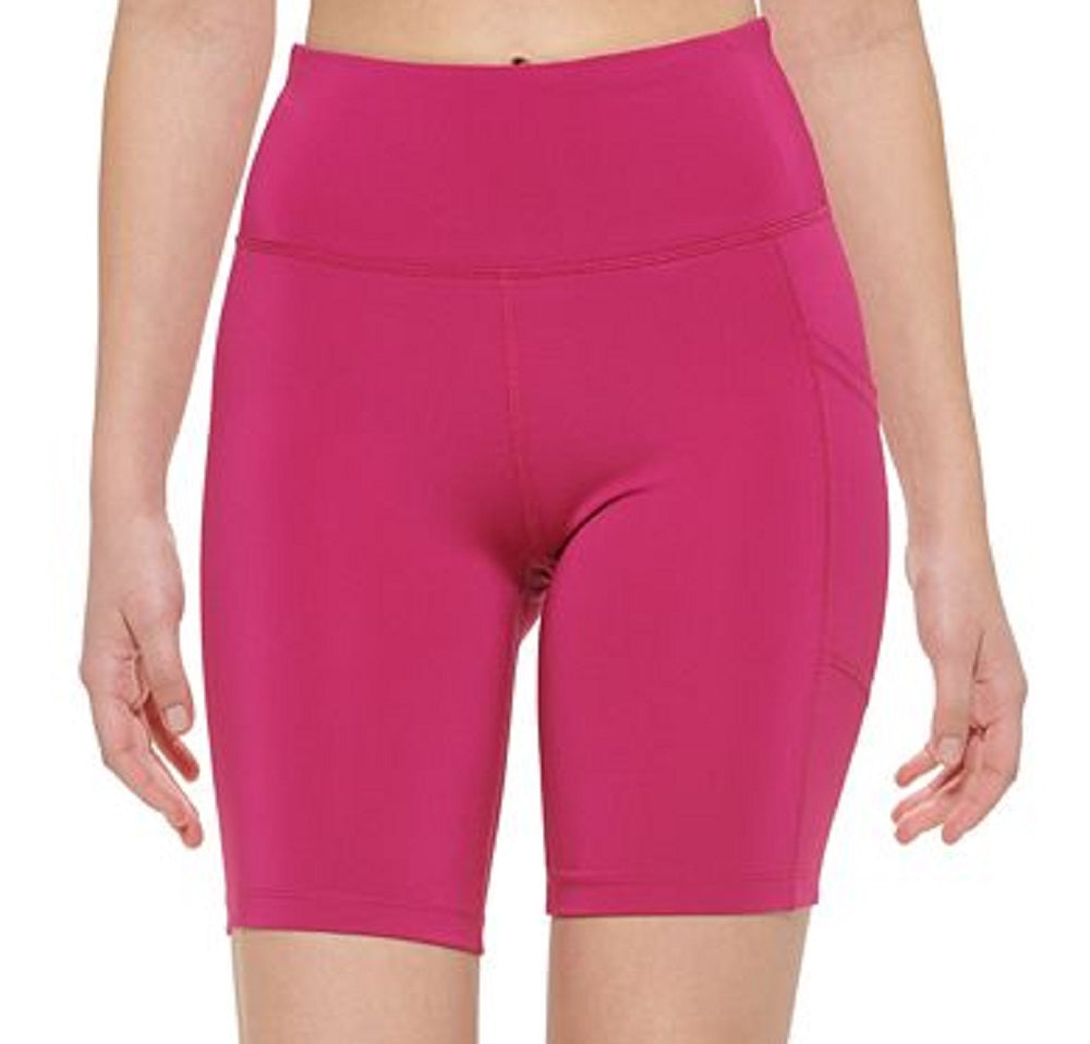 Calvin Klein Shorts Feminino Cintura Alta Bolso Lateral Ciclismo Rosa Tamanho Grande
