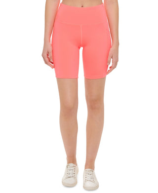 Calvin Klein Shorts Feminino Cintura Alta Bolso Lateral Ciclismo Laranja Tamanho Grande
