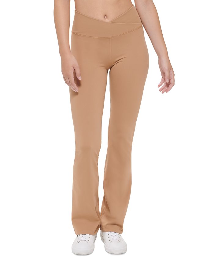 Calça Legging Feminina Calvin Klein Cintura Cruzada Flare Marrom Tamanho X-G