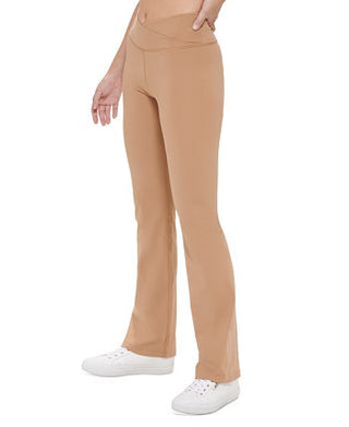 Calvin Klein Women's Crossover Waist Flare Leggings Brown Size X-Large