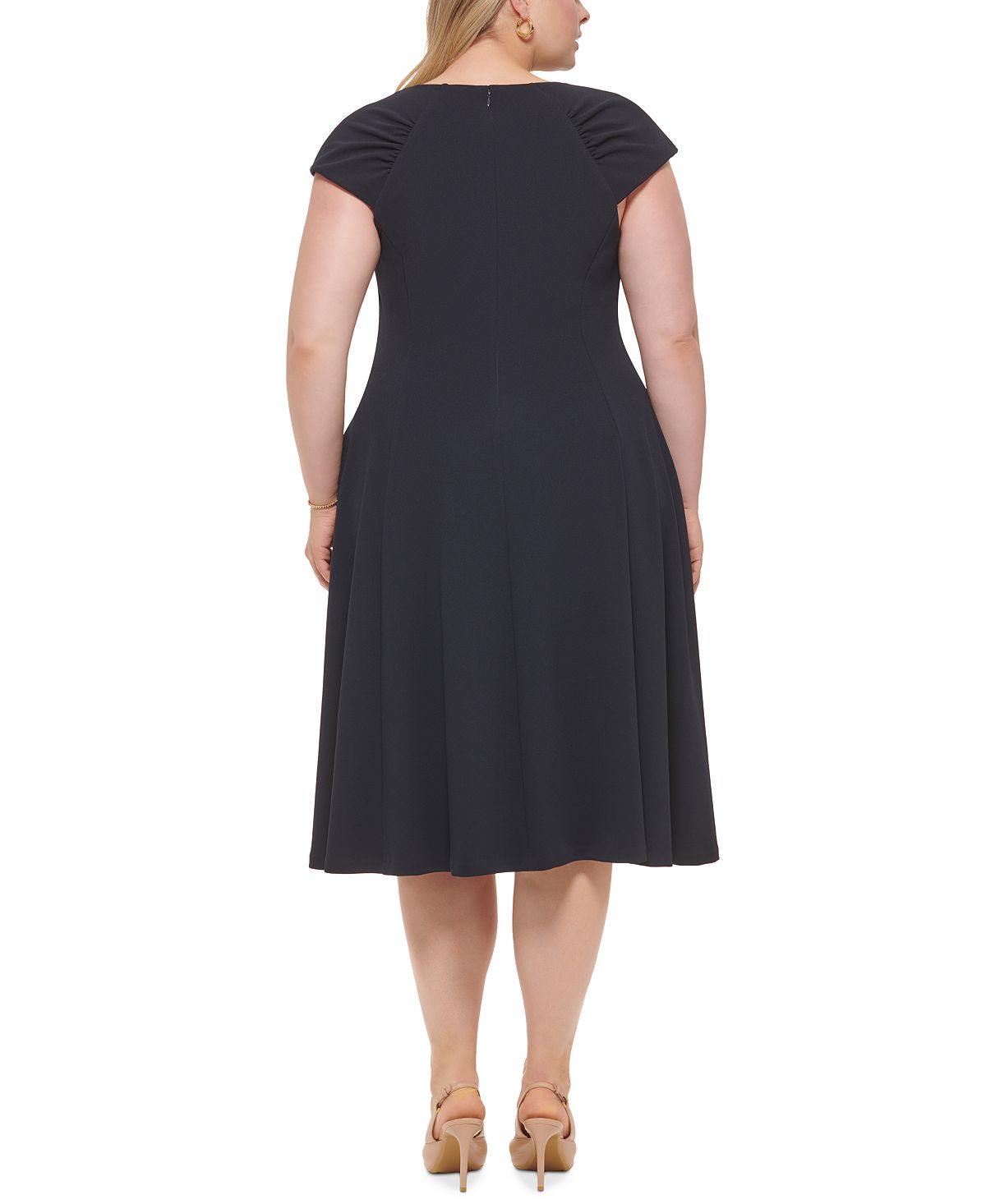 Vestido Calvin Klein Feminino Manga Curta Azul Tamanho 18W