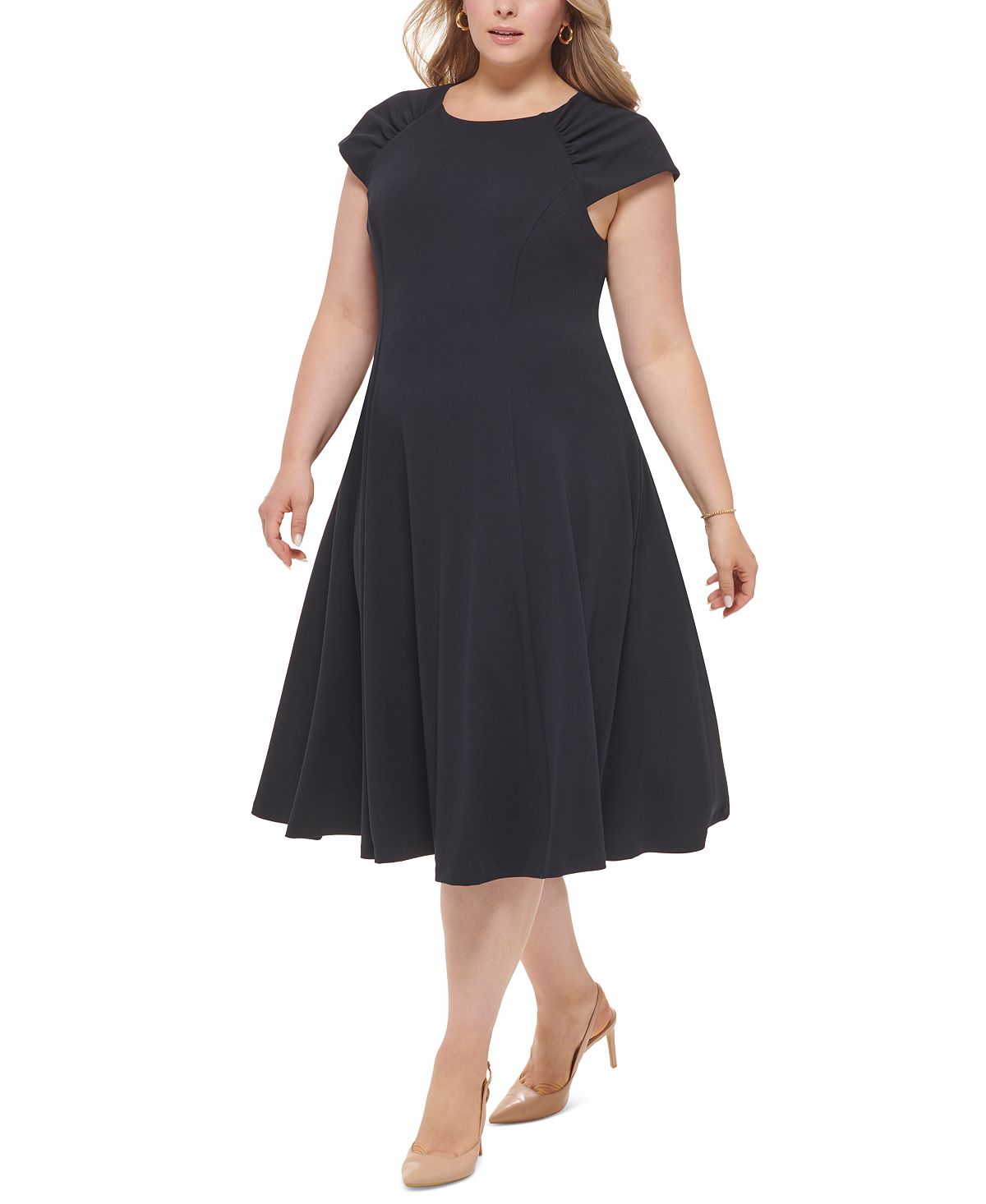 Vestido Calvin Klein Feminino Manga Curta Azul Tamanho 18W
