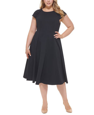 Vestido Calvin Klein Feminino Manga Curta Azul Tamanho 14W