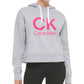 Calvin Klein Moletom com capuz feminino com logotipo gráfico cinza tamanho grande