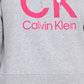 Calvin Klein Moletom com capuz feminino com logotipo gráfico cinza tamanho grande