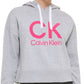 Calvin Klein Moletom com capuz feminino com logo gráfico cinza tamanho pequeno