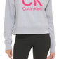 Calvin Klein Moletom com capuz feminino com logo gráfico cinza tamanho pequeno