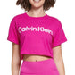 Camiseta feminina Calvin Klein com estampa de logo, rosa, tamanho médio