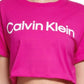 Camiseta feminina Calvin Klein com estampa de logo, rosa, tamanho médio