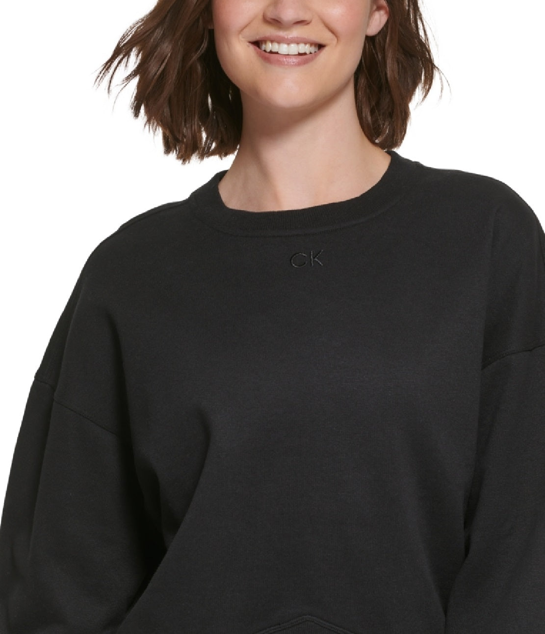 Blusa Calvin Klein Feminina com Barra Cruzada e Manga Longa Preta Tamanho XS