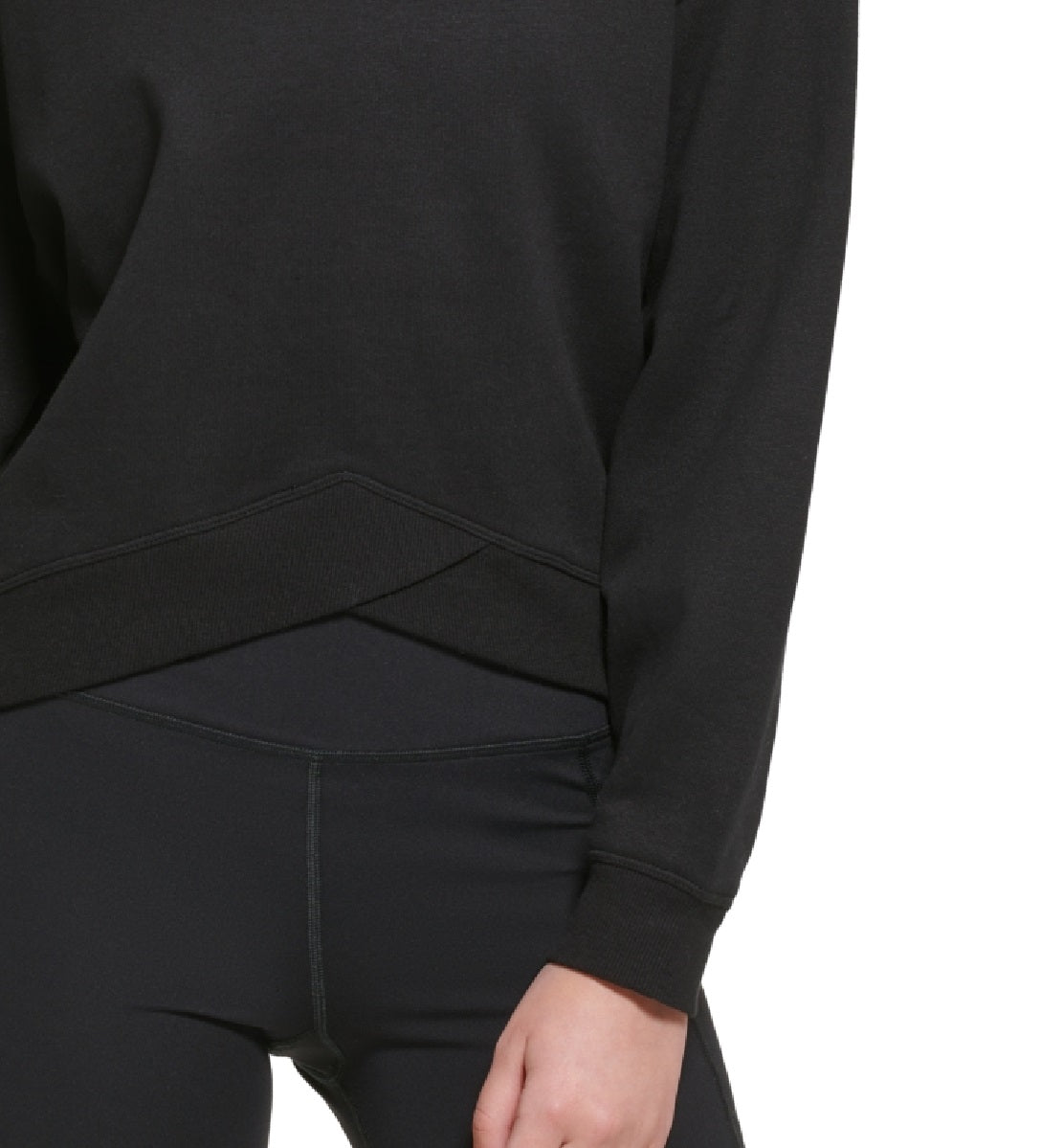 Blusa Calvin Klein Feminina com Barra Cruzada e Manga Longa Preta Tamanho XS