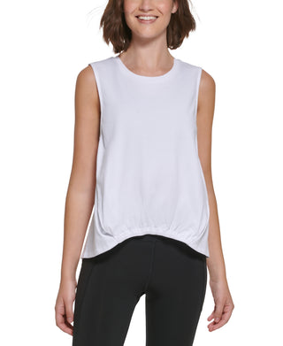 Calvin Klein Women's Cotton Cinched High Low Top White Size Medium