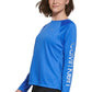 Blusa Calvin Klein Feminina Manga Raglan Logo Azul Tamanho Médio