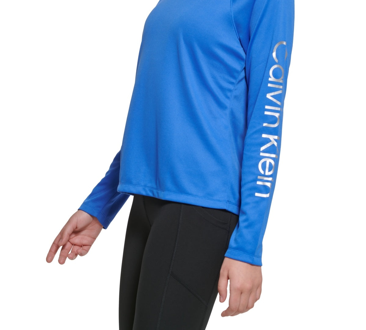 Blusa Calvin Klein Feminina Manga Raglan Logo Azul Tamanho Médio